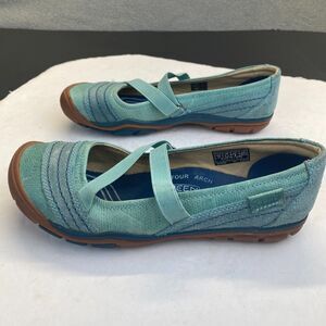 Keen Mary Jane Hiking Shoes Womens Size US6.5/37  Blue Green Walking Boho Hippie